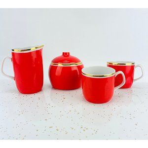 Vintage Hollohaza Hungary porcelain set, demitasses, sugar bowl and creamer